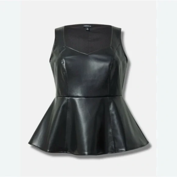 Torrid Black Faux Leather Peplum Top - Picture 1 of 6